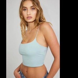 Garage Eva cropped cami  in light baby blue size small, spaghetti strap